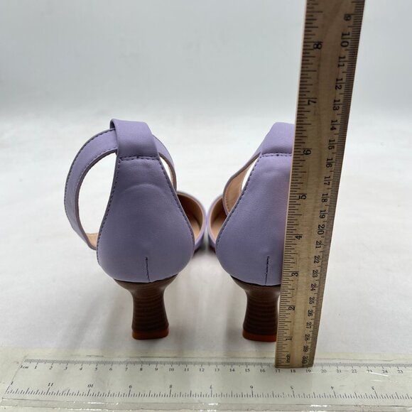 Pazzion Purple Pointed Toe D'Orsay Pumps Ankle Strap Buckles Low Heel Sandals - Picture 5 of 8